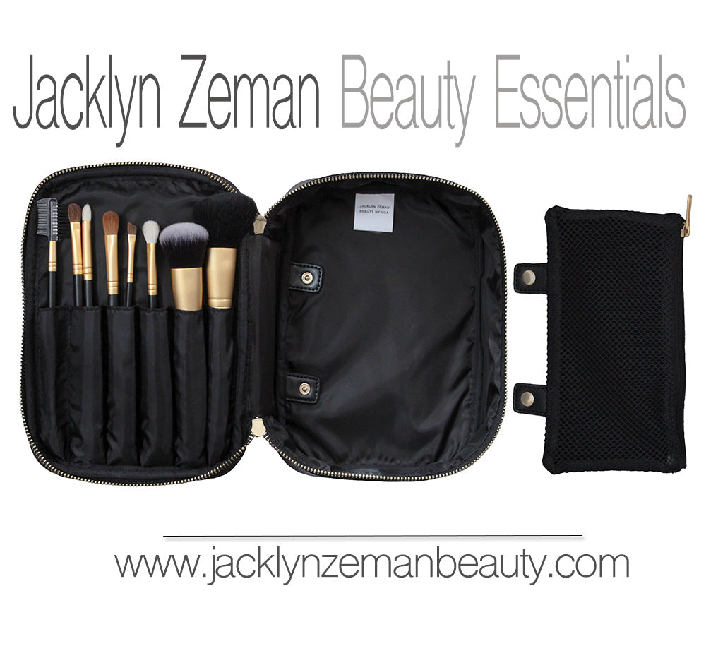 8 professional makeup brushes with roomy case